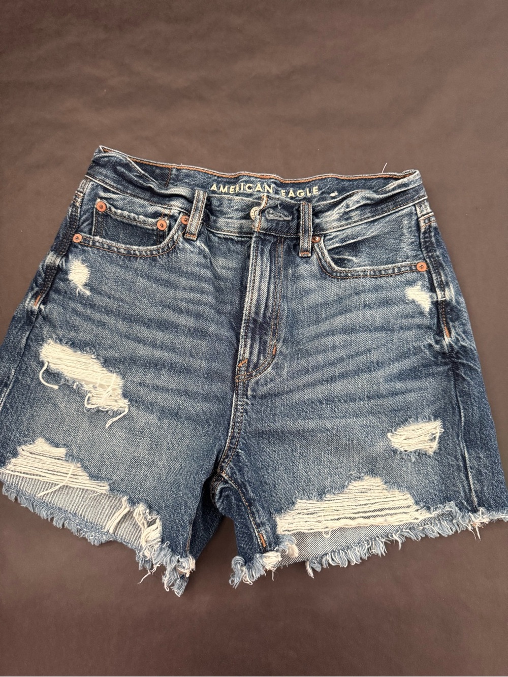 American Eagle Outfitters Distressed Dark Blue Denim Jean Shorts